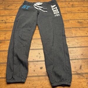 Aeropostale Sweatpants Womens Medium Gray Drawstring Waist Cuffs Low Rise Y2K